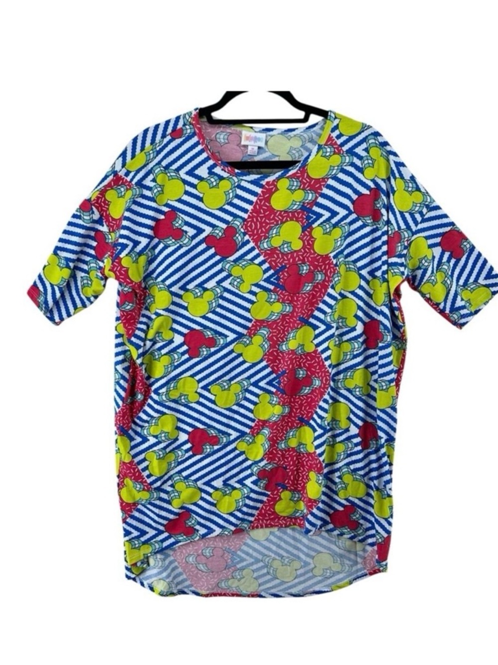 Disney Lularoe Irma Tee abstract 90s striped print women’s size medium